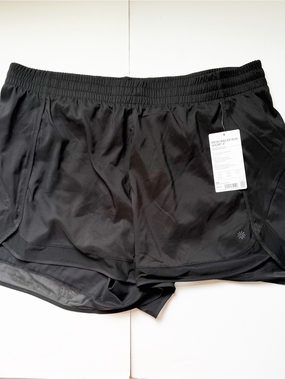 NWT Athleta black mesh run short 4” 2X